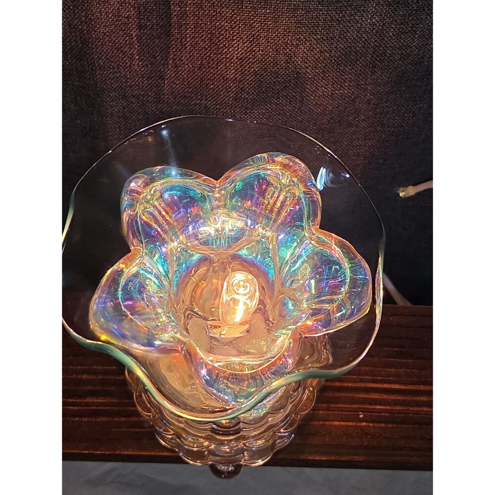 Iridescent Glass Hibiscus Electric Wax Warmer Fragrance Lamp - Picture 4 of 16
